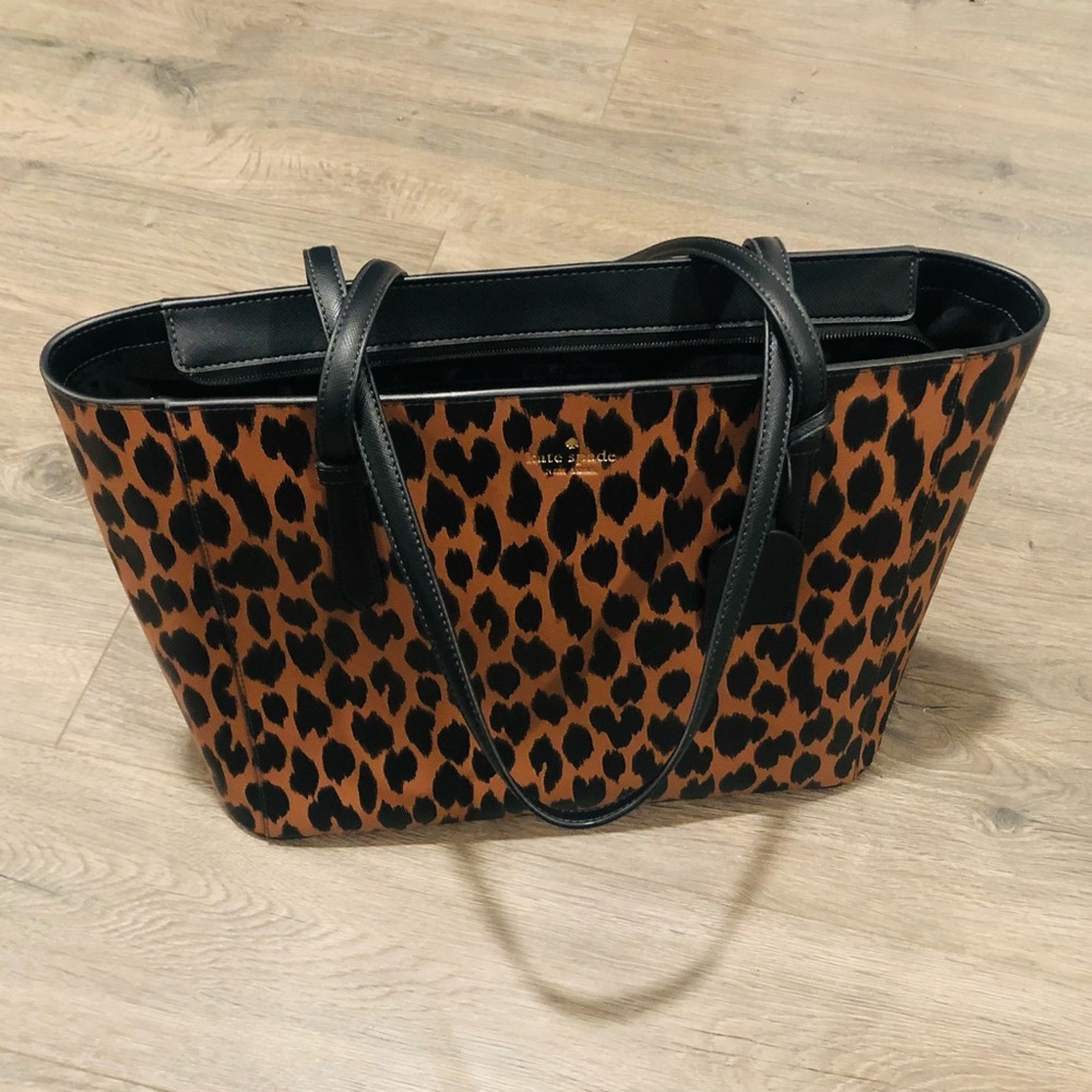 Kate Spade Black and Brown Animal Print Tote